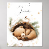 Cold Outdoor Woodland Bear Winter Baby Dusche Poster (Vorne)