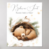 Cold Outdoor Woodland Bear Winter Baby Dusche Poster (Vorne)