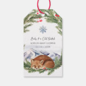 Cold Outdoor Woodland Fox Winter Baby Dusche Geschenkanhänger (Rückseite)