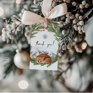 Cold Outdoor Woodland Fox Winter Baby Dusche Geschenkanhänger