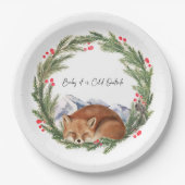 Cold Outdoor Woodland Fox Winter Baby Dusche Pappteller (Vorderseite)