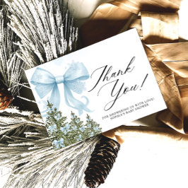 Cold Outside Blue Bow Baby Dusche Danke Karte