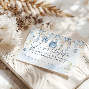 Cold Outside Blue ClothestLine Baby Shower Diaper Begleitkarte
