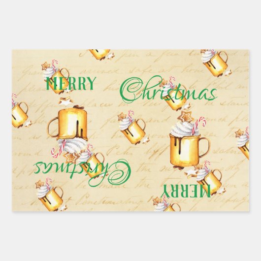 Cold Outside Cup Frohe Weihnachts-glückliche Feier Geschenkpapier Set (Vorderseite 3)