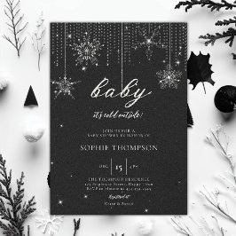 Cold Outside Glitzer Snowflake Neutral Baby Dusche Einladung