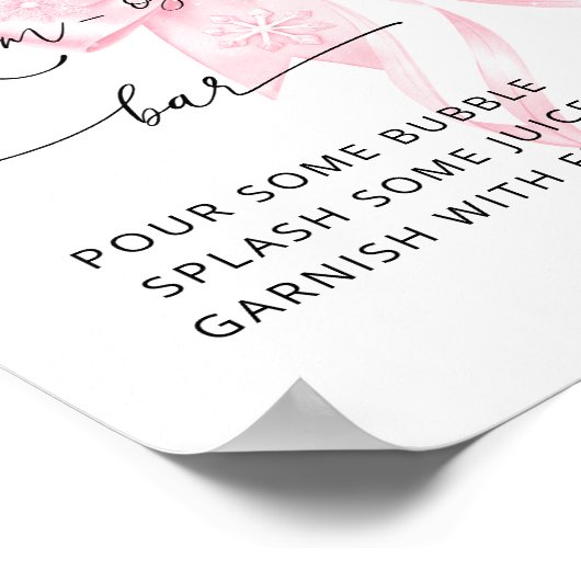 Cold Outside Pink Bow Baby Dusche Mama-osa Bar Poster (Ecke)