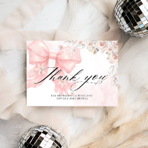 Cold Outside Pink Bow Babydusche Danke Karte