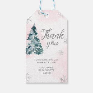 Cold Outside Pink Winter Baby Dusche Gefallen Tag Geschenkanhänger