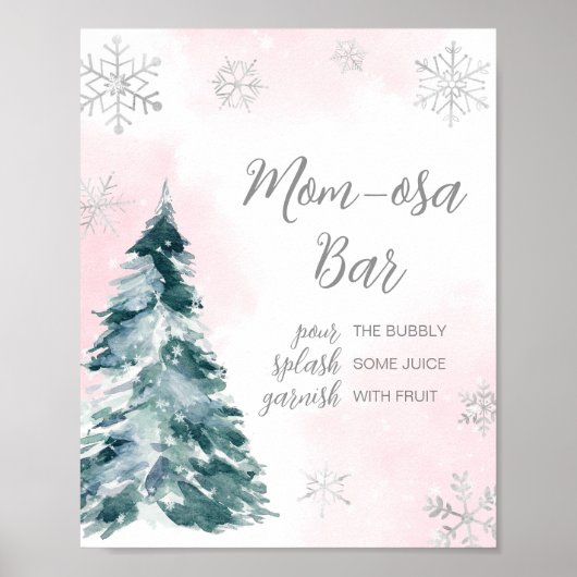 Cold Outside Pink Winter Baby Dusche Mama Osa Bar Poster (Vorne)