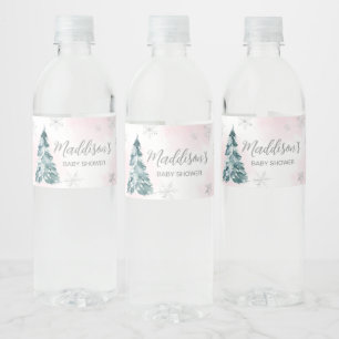 Cold Outside Pink Winter Baby Dusche Wasserflaschenetikett