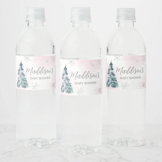 Cold Outside Pink Winter Baby Dusche Wasserflaschenetikett (Flaschen)