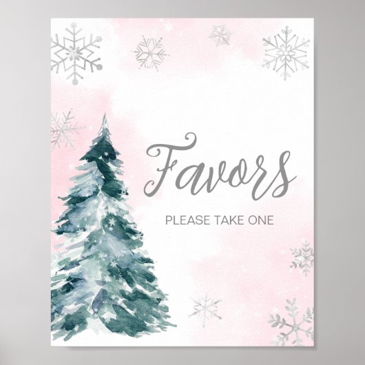 Cold Outside Pink Winter Baby Duschfavoriten Poster (Vorne)