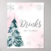 Cold Outside Pink Winter Baby Duschgetränke Poster (Vorne)