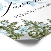 Cold Outside Winter Blue Bow Baby Duschfavoriten Poster (Ecke)