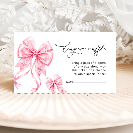 Cold Outside Winter Bow Diaper Raffle Begleitkarte