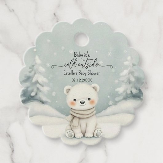 Cold Outside Winter Gender Neutral Baby Shower Geschenkanhänger (Vorderseite)