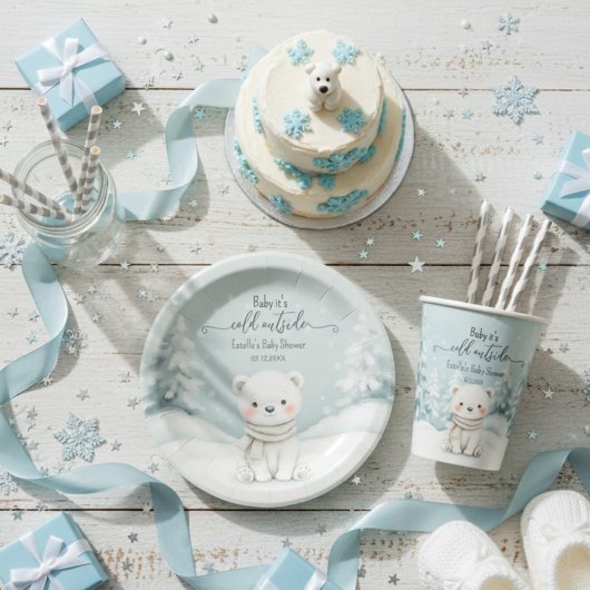 Cold Outside Winter Gender Neutral Baby Shower Pappbecher