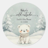 Cold Outside Winter Gender Neutral Baby Shower Runder Aufkleber (Vorderseite)