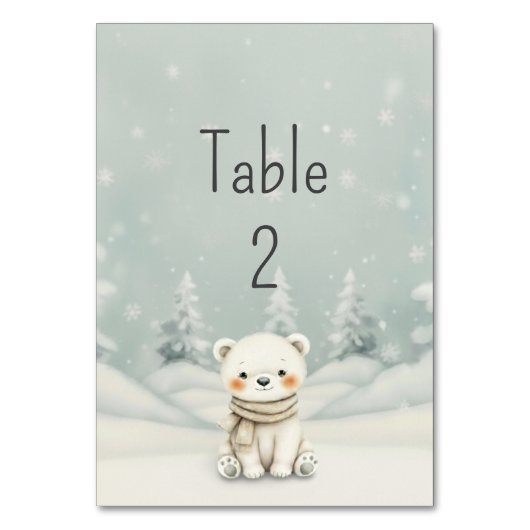 Cold Outside Winter Gender Neutral Baby Shower  Tischnummer (Vorderseite)