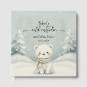 Cold Outside Winter Polar Bear Baby Shower  Gästebuch (Vorderseite)