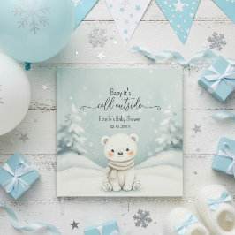 Cold Outside Winter Polar Bear Baby Shower Gästebuch