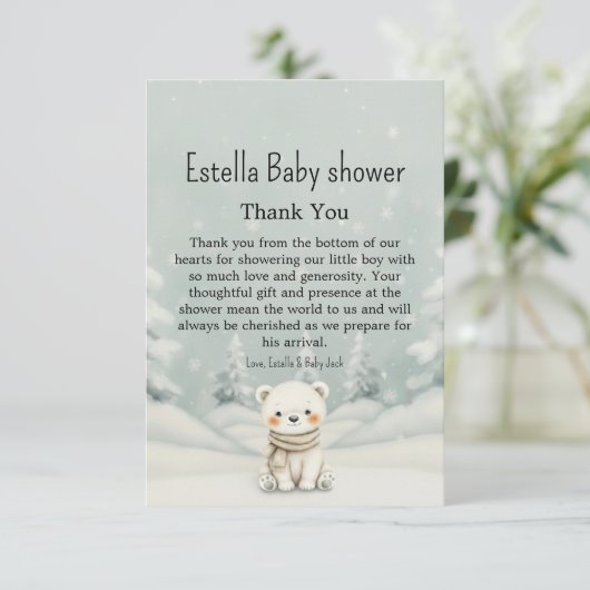 Cold Outside Winter Polar Bear Gender Neutral Dankeskarte (Stehend Vorderseite)