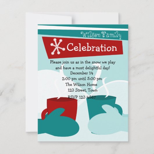 Cold Snow Warm Mittens Einladung (Vorderseite)