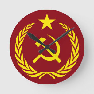 Cold War Communist Flag Round Wall Clock Runde Wanduhr