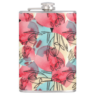 Cold Warm Watercolor Floral Geometric Flachmann