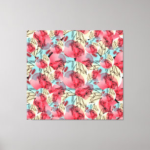 Cold Warm Watercolor Floral Geometric Leinwanddruck