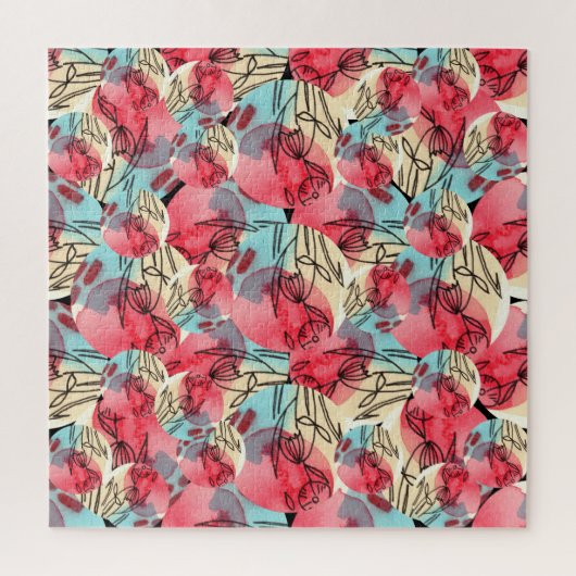 Cold Warm Watercolor Floral Geometric Puzzle (Vertikal)