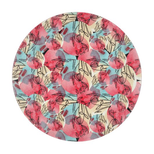 Cold Warm Watercolor Floral Geometric Schneidebrett (Vorderseite)