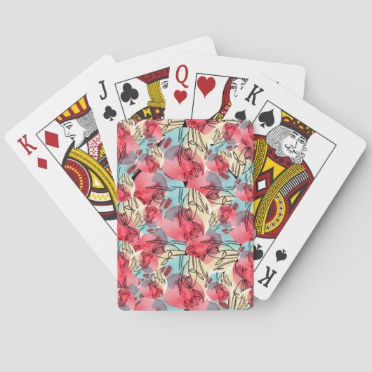 Cold Warm Watercolor Floral Geometric Spielkarten (Rückseite)