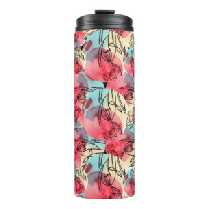 Cold Warm Watercolor Floral Geometric Thermosbecher