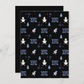 Cold Weather Running Christmas Snowman Feiertagskarte (Vorne/Hinten)