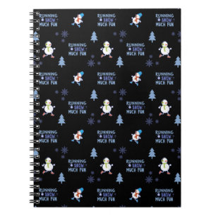 Cold Weather Running Christmas Snowman Notizblock