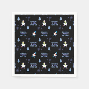 Cold Weather Running Christmas Snowman Serviette