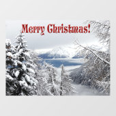 Cold Winter Forest Fotografie mit Schneeflocken Fensteraufkleber (Blatt)