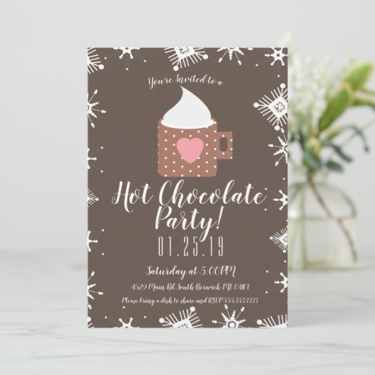 Cold Winter Hot Chocolate Campfire Tasse Ankündigung (Stehend Vorderseite)