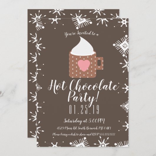 Cold Winter Hot Chocolate Campfire Tasse Ankündigung (Vorne/Hinten)