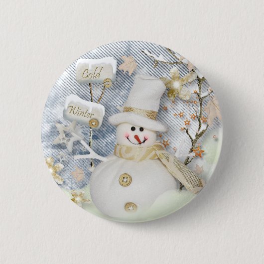 Cold Winter Snowman Button (Vorderseite)
