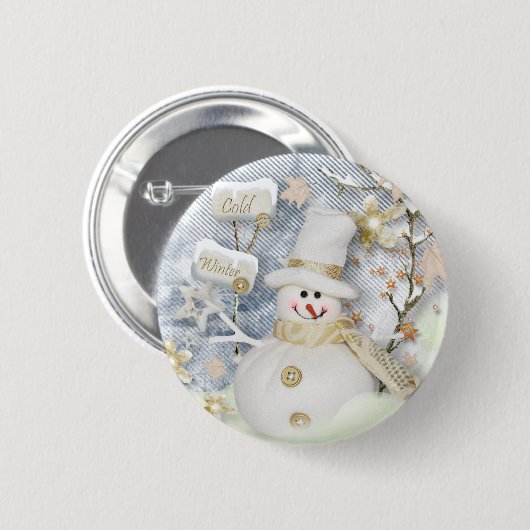Cold Winter Snowman Button (Vorne & Hinten)