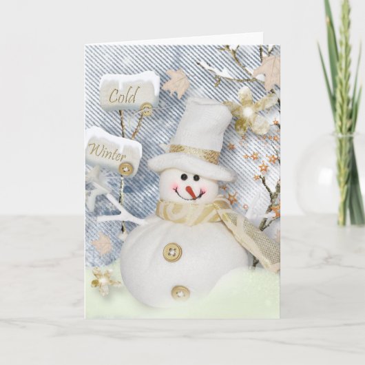 Cold Winter Snowman Feiertagskarte (Vorderseite)