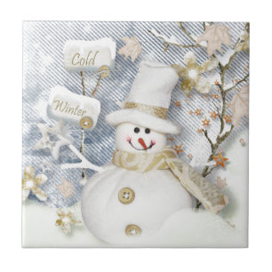 Cold Winter Snowman Fliese