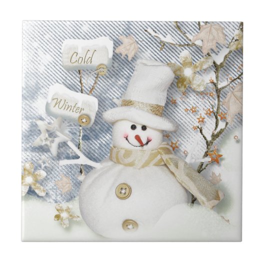 Cold Winter Snowman Fliese (Vorderseite)