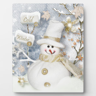 Cold Winter Snowman Fotoplatte