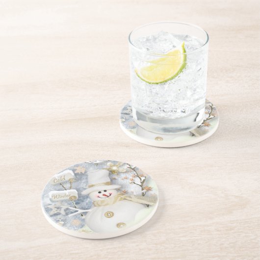 Cold Winter Snowman Getränkeuntersetzer (Seite)