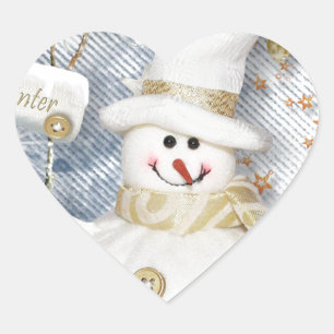 Cold Winter Snowman Herz-Aufkleber