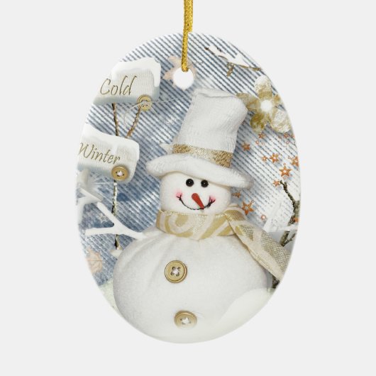 Cold Winter Snowman Keramik Ornament (Vorne)