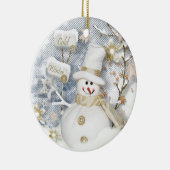 Cold Winter Snowman Keramikornament (Rechts)